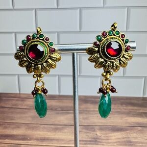 Vintage Faux Gemstone Statement Earrings - SKU L
